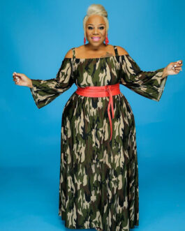 Plus Size Dot Camouflage Printing Sling Women Dress