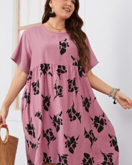 Plus Size Mid-Length Swing Office Loose Dress  Girls Women Clothing