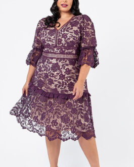 Plus Size Loose Summer Dress Slimming Lace Double Layer