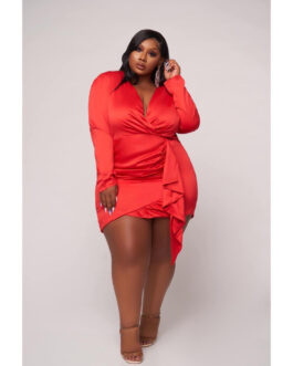 Plus Size Women Dress Sexy V-neck Nightclub Dress Spring Autumn Women Clothing  Dress