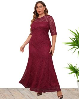 Plus Size Women Clothes Lace Evening Dress Bridesmaid Dress