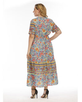 Plus Size Bohemian  Dress Wearable Lace Patchwork Maxi Dress