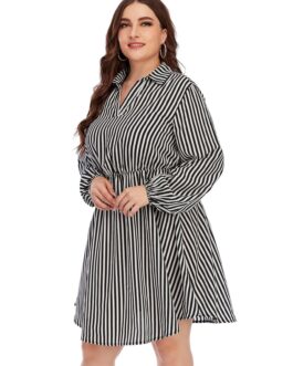 Plus Size Women Clothing Arrival Best-Selling Loose Fashion Striped Dress