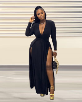 Plus Size V-Neck Sexy Stitching Party Dress  Dress