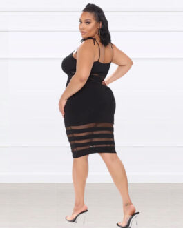 Plus Size One-Step Dress Solid Color Dress Sexy Hip Lifting Dress