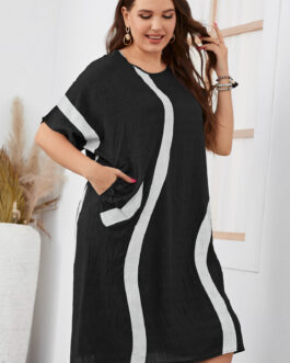 Plus Size  Girls Short Sleeve Loose Dress Summer Women Clothes