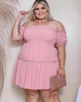 Plus Size Women Clothing Slimming Waist Irregular Asymmetric Dress for Women