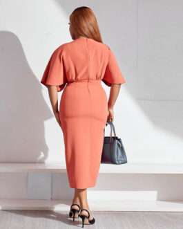 Plus Size Sexy Solid Color Dress