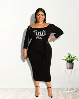 Plus Size Plus Size Early Autumn Fashion New  Dress Waist Girdling Band sexy Solid Color Women Clothing
