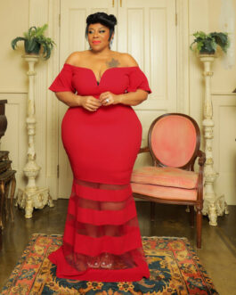 Plus Size Women  Clothes Spring Contrast Color Short Sleeve Dress