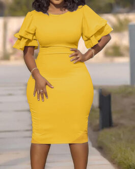 Plus Size Popular Office Slim Fit Patchwork  One Step Dress Dress