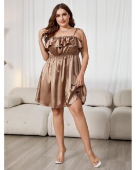 Plus Size Women Clothes Popular Lace Up Tube Top High Waist Dress Summer Dress