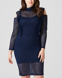 Plus Size Women Clothes Lace Slim Fit Patchwork Sheath Dress