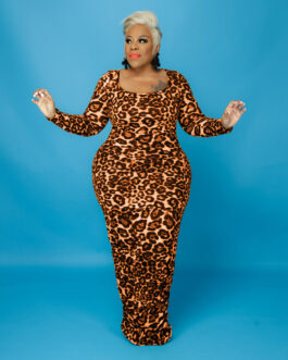 Plus Size Tight Sexy Leopard Print  Women Dress