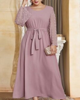 Plus Size Spring Summer plus Size Printed Dress Elastic Waist Dress Plus Size