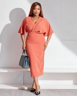 Plus Size Sexy Solid Color Dress