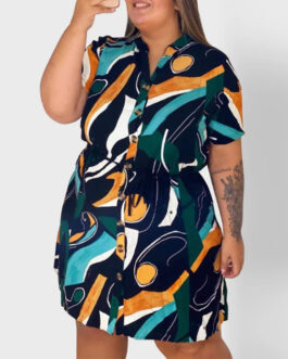 Plus Size Women Clothes Shirt Spring Summer Short Sleeve Office High-End Digital Printing Shirt