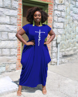 Plus Size Women Clothing Internet Celebrity Type Classic Printing Dress