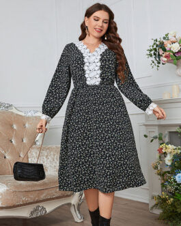 Designed Plus Size Women Commuting Wear Dress Vintage Floral Show