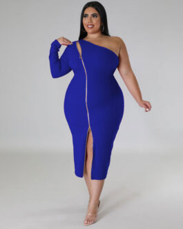 Plus Size Women Clothes Front Slit Dress Source