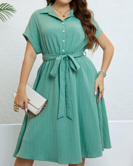 Summer Green Half Cardigan Lace up Waist Controlled Dress