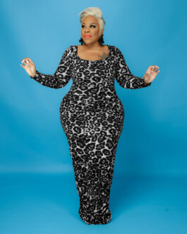 Plus Size Tight Sexy Leopard Print  Women Dress