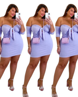 Plus Size Summer Sexy Chest-Wrapped off-Neck Lace-up  Dress
