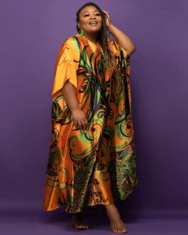 Plus Size Spring Summer Women Clothing Half Sleeve Printed  Dress