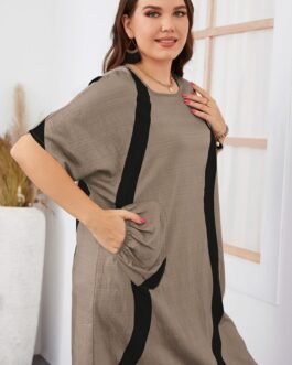 Plus Size  Girls Short Sleeve Loose Dress Summer Women Clothes