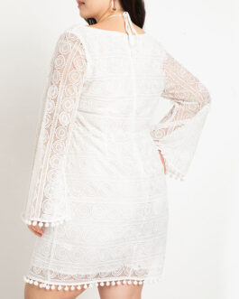 Plus Size Women  Lace Dress High-End Sexy Lace Short Dress