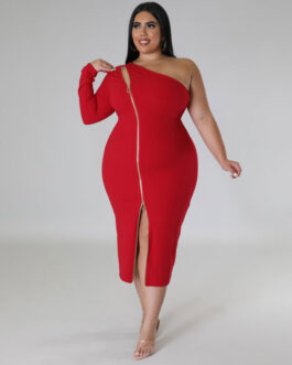 Plus Size Women Clothes Front Slit Dress Source
