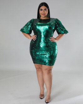 Plus Size Winter Women Clothing Velvet Bottom Embroidered Sequined Dress